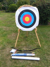 Bow and Arrow with large Straw Target, Complete Setup