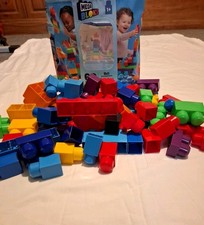 Fisher-Price Mega Bloks Big Building Bag 60 Colourful Blocks VGC