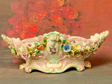 Antique Meissen Oval Centrepiece Bowl with Flowers – Crossed Swords Mark