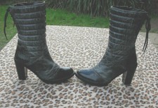 Vanilla Moon Grey Patent Leather High Heeled Boots UK 4 EU 37