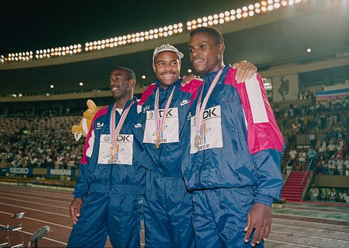 Mike powell usa - celebrates, on