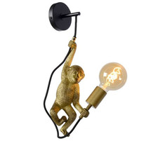 Chimp Hanging Wall Light Gold Brass Lucide Monkey Extravaganza Lamp OPEN BOX