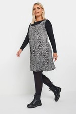 Yours Curve Women's Plus Size Leopard Print Pinafore Dress