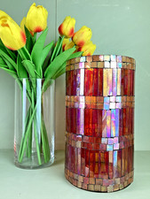 Iridescent mosaic glass vase - glass,