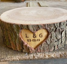 Wooden log cake stand with