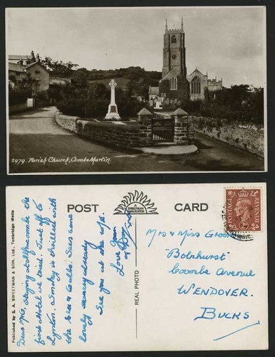 Devon 1940 postcard combe - devon,