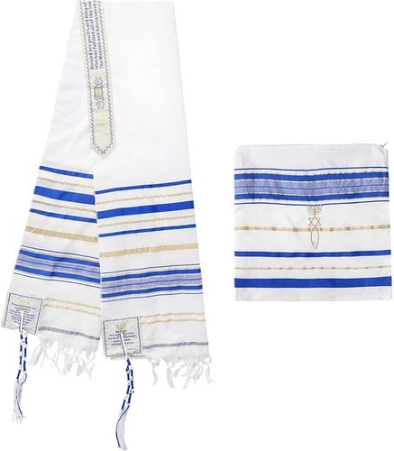 Blue messianic tallit - blue,