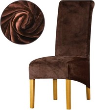 LANSHENG Velvet Dining Chair Covers, Stretch High Back Chair Seat Protector Slip