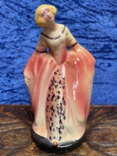 Vintage Hand Painted, 'Blonde Haired Lady in Pink Dress' 6.25'' Figurine c.1920s