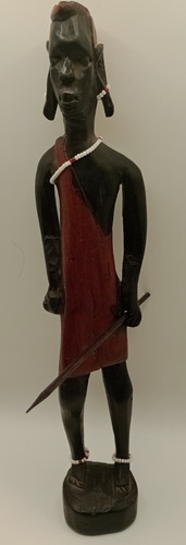 Hand carved maasai warrior - carved,