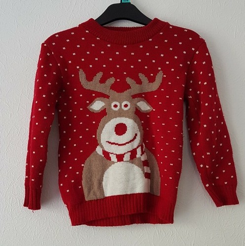 Red reindeer print jumper - red,