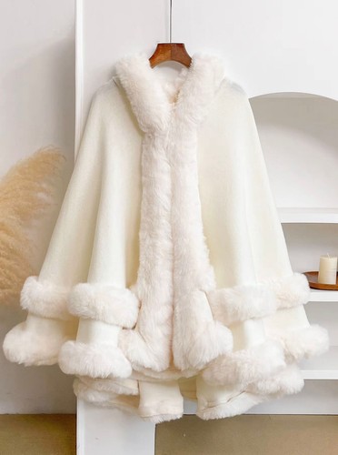 Women faux fur - fur, hooded