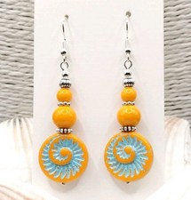 Orange Yellow Blue Czech Glass