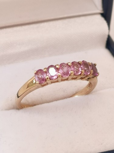 9ct gold pink sapphire ring - gold,
