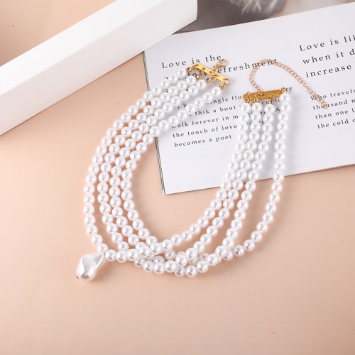Multi layer pearl necklace - multi-layer,