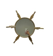 Sunburst Mirror Round MCM Gold Tone Original Vtg