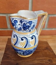 ANTIQUE TIN GLAZED ITALIAN MAIOLICA / MAJOLICA EARTHENWARE JUG, 6.5 INCHES 