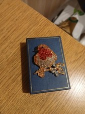 Rhinestoned Robin Brooch Costume Jewellery