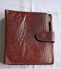 Vintage dark tan Leather croc pattern Organiser with inserts. Used personal size