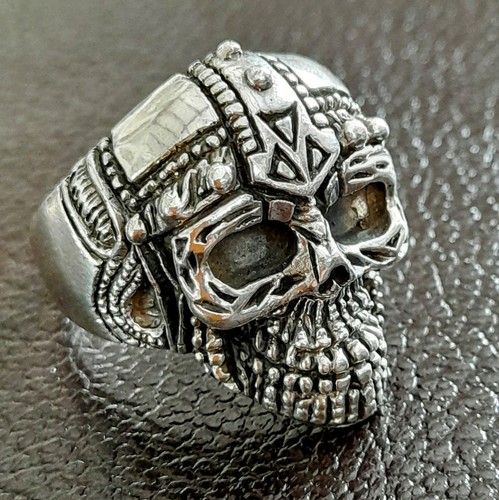 Mens silver skull bikers ring - mens,