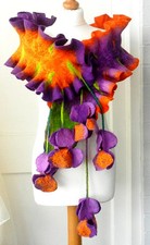Felted Scarf Nunofelt 100% wool  Shawl -blossom-