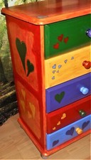 Chest Of Drawers 3ft tall. Hand-Painted. Boho/ Hippy/ Gypsy/ Children's. Hearts