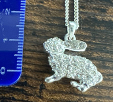 Sparkly Rabbit pendant on adjustable silver coloured chain
