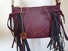 Lipsy London Burgundy crossbody Bag Tassel Gold Detail  
