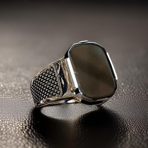 Square onyx signet ring - onyx, men's