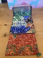 0ver 100 Agate Marbles And Vintage Marble Bag .