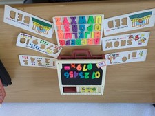 Fisher Price School Days Desk Vintage 1972 With Letters, Numbers,Cards & Tray