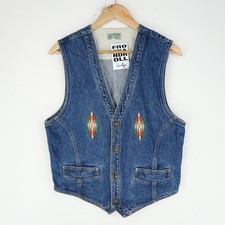 Vintage Denim western Waistcoat Gilet Vest SZ S-M (T9838)