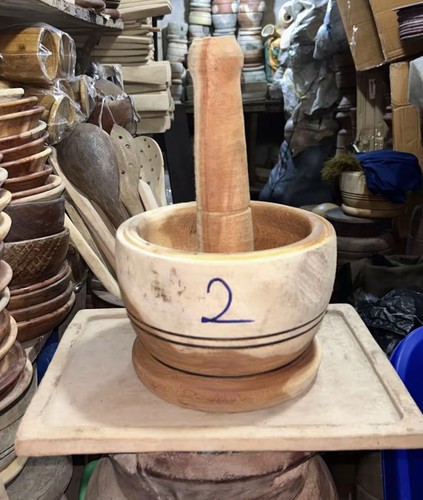 Handmade wooden crafted mortar - handmade,