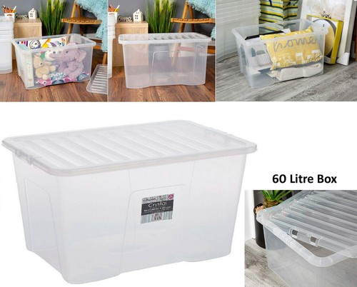 60l plastic clear - clear, stackable