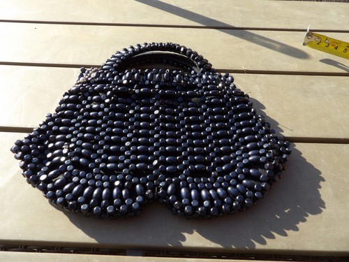 Vintage black beaded evening - black,