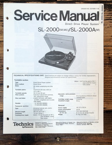 Technics 2000 2000a - technics, sl-2000a