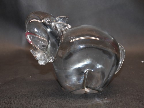 Glass hippo figurine clear art - clear,
