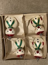 Vintage 4 Hand Blown Snowmen Christmas Tree Decorations Made In Poland Boxed