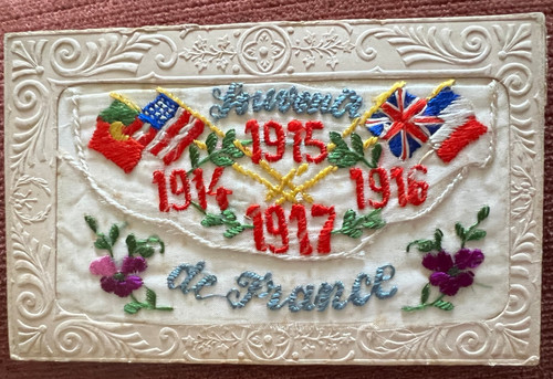 Antique postcard ww1 silk