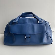 Marks & Spencer Blue Leather Travel Hold-all Case Luggage Weekend Bag