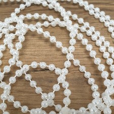 Solid White Pearl Bead String Trim 4mm/6mm/8mm Round Ball Chain Ribbon Per 1M