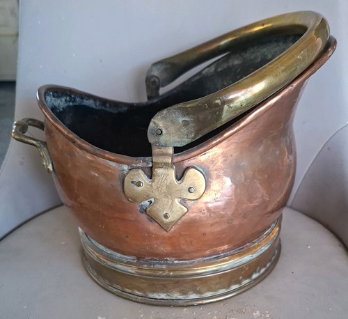 Vintage copper and brass coal - brass,
