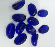 60 X BLUE Glass Pebbles