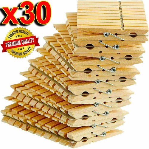 30x solid wooden clothes pegs - solid,