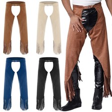 UK Men Vintage Cowboy Fringe Chaps Western Style Themed Parties Cosplay Trousers