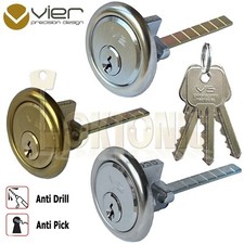 Rim Cylinder V5 Night Latch Door Lock Chrome Brass Satin  3 Keys