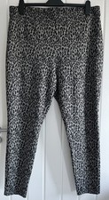 Women’s Leopard Print Soft Stretchy Leggings In Grey/Black Size 18