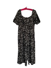 Mela London Black With White Flowers Jumpsuit With Zip Size 14