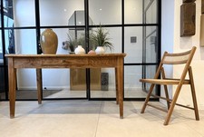 Antique Mid 19th C. Pine Kitchen Prep Table with Drop Leaf, Farmhouse Table