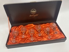 Webb Crystal Continental Lead Crystal Set of 6 Sherry Glasses in Box
